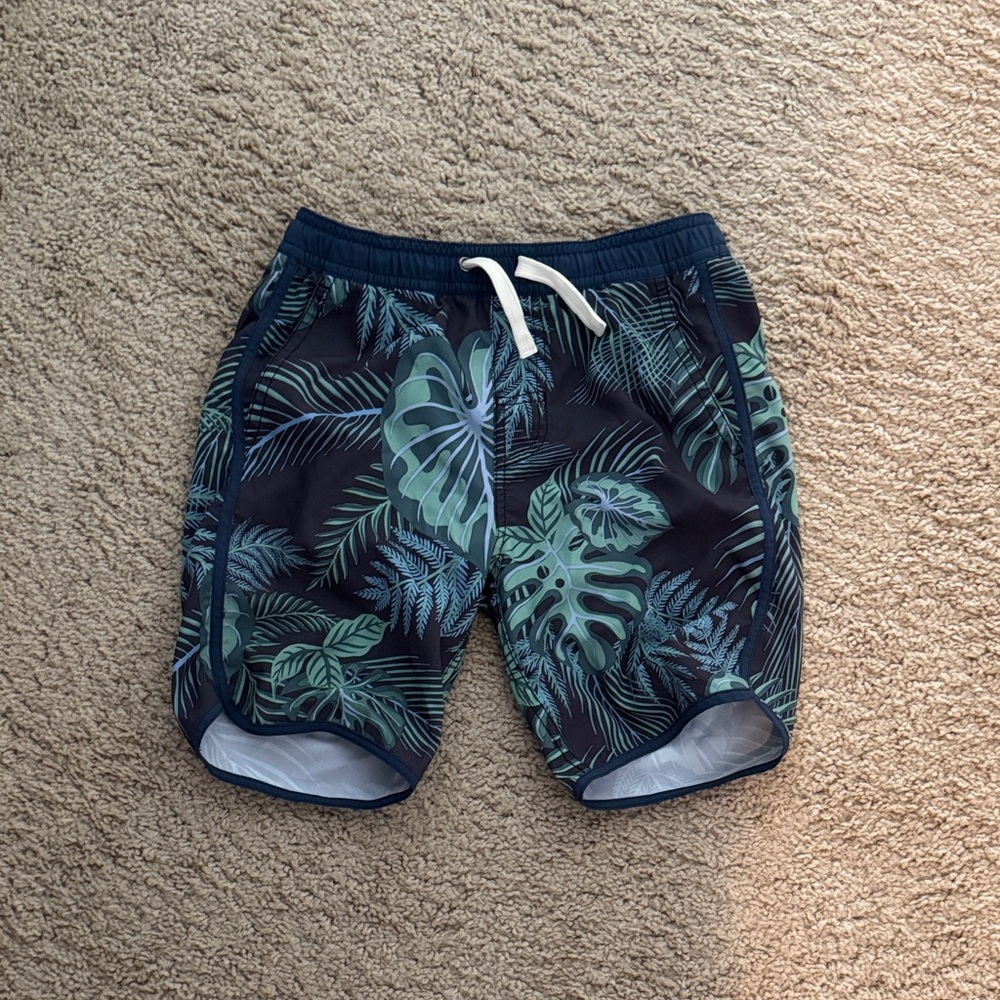 Fair Harbor Tropical Leaf Print Boys Swim Shorts